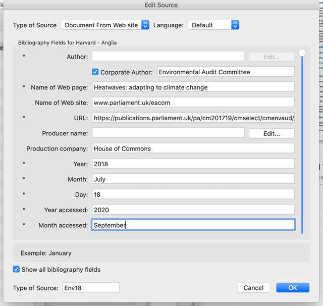 Referencing in Microsoft Word