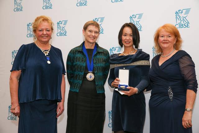 Florence Lam receiving her CIBSE Gold Medal (from left Helen Loomes, Fiona Cousins, Florence Lam and Ruth Carter)